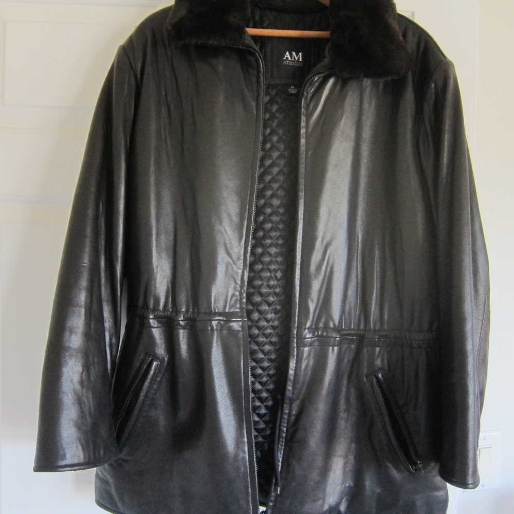 Lambskin leather jacket with drawstring